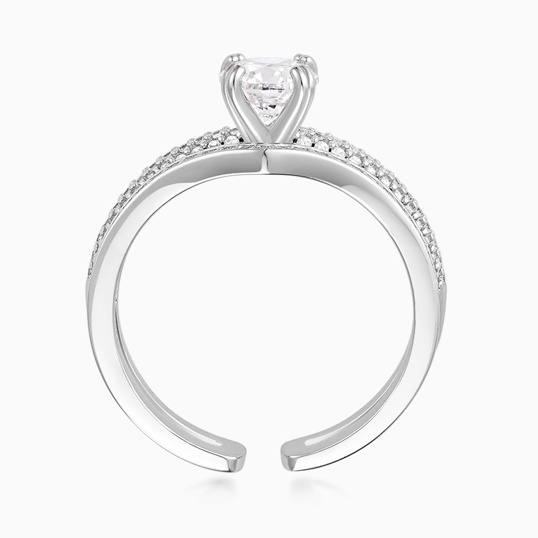 Shining Star Jewelry Women's 925 Sterling Silver VVS Moissanite Double Open Ring