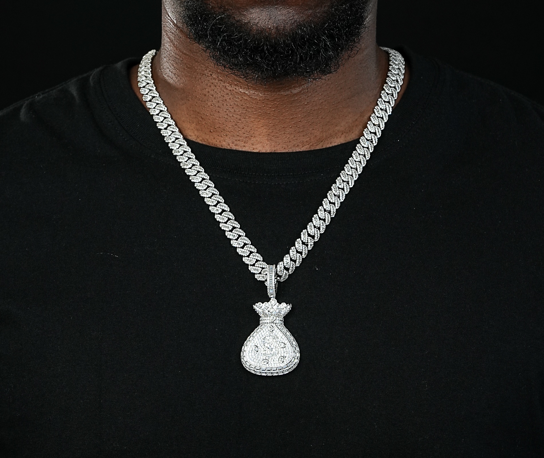 Shining Star Jewelry 925 Silver Pendant Mens Hip Hop Money Bag Pendant Shining Star Jewelry 925 Silver Pendant Mens Hip Hop Money Bag Pendant