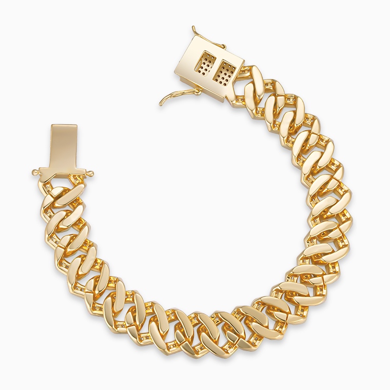 Shining Star Jewelry Trapezoid Gold Plated Micro Pave CZ Iced Out Cuban Bracelet