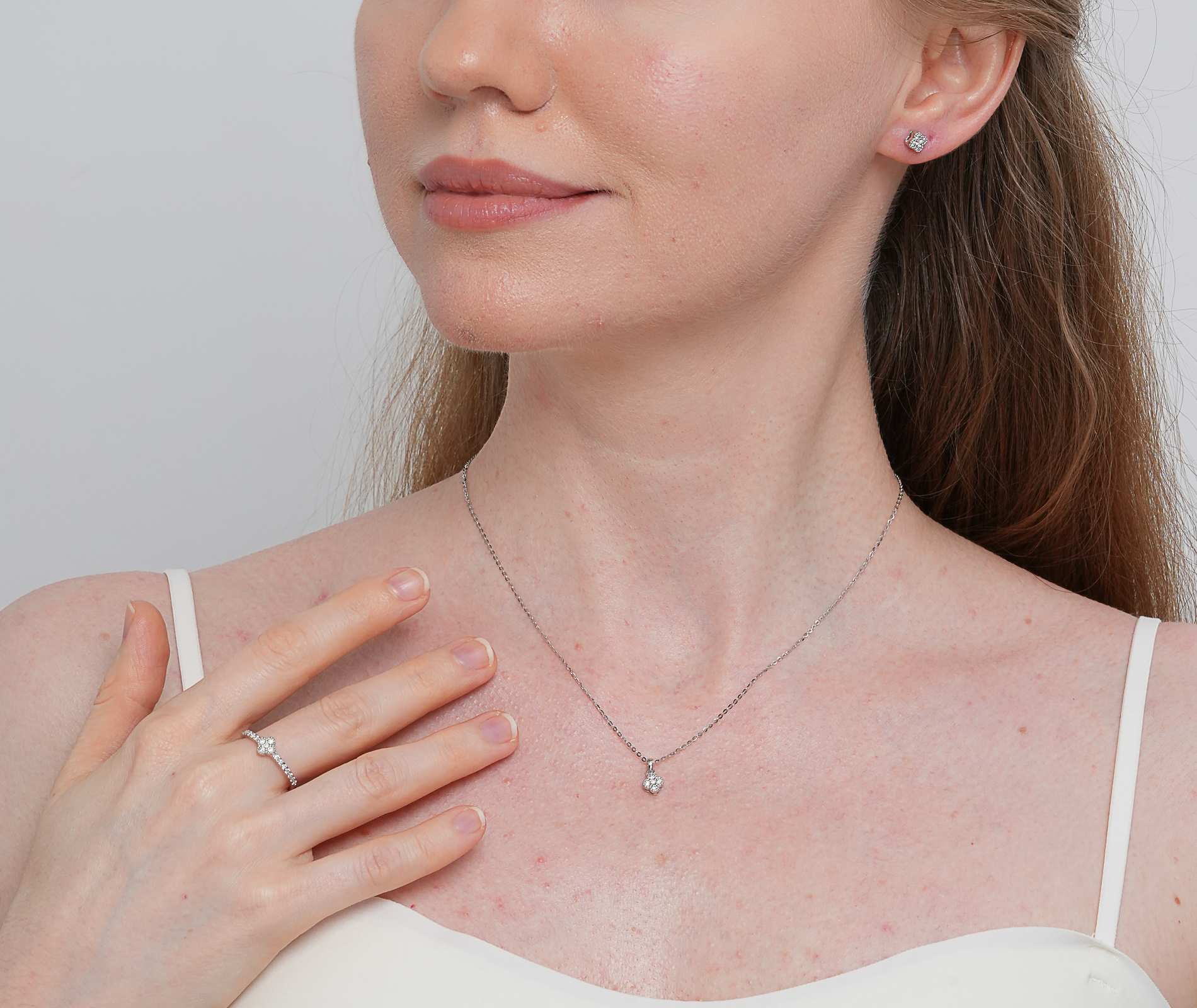 Shining Star Jewelry 925 Silver Fashion Fine Pendant Chain Zirconia Jewelry Sets