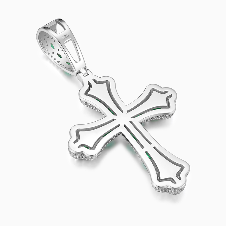 Shining Star Jewelry New Design 925 Silver Moissanite Iced Colored Cross Pendant