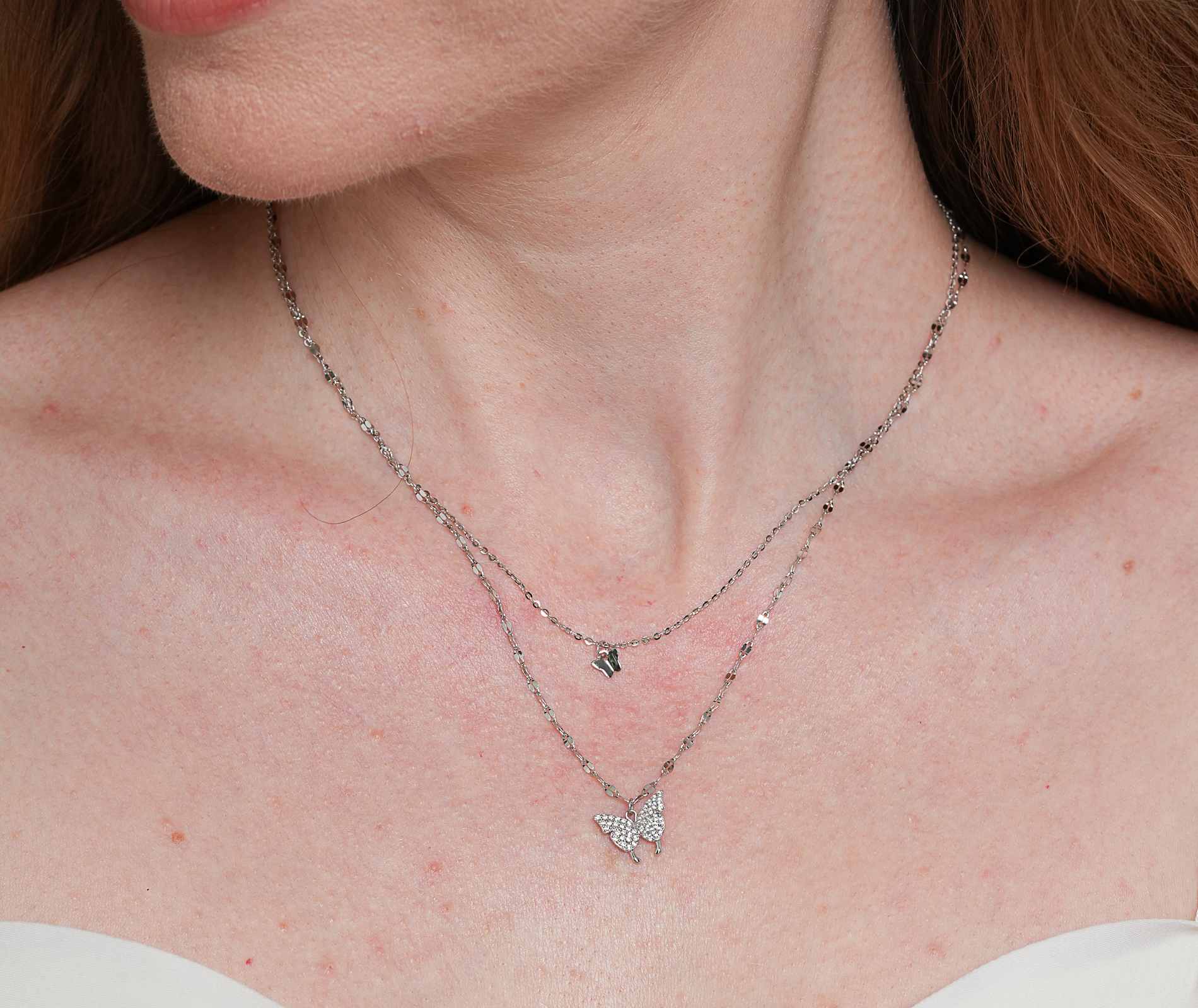 Shining Star Jewelry Adjustable Moissanite Butterfly Double Fine Necklace Women Shining Star Jewelry Adjustable Moissanite Butterfly Double Fine Necklace Women