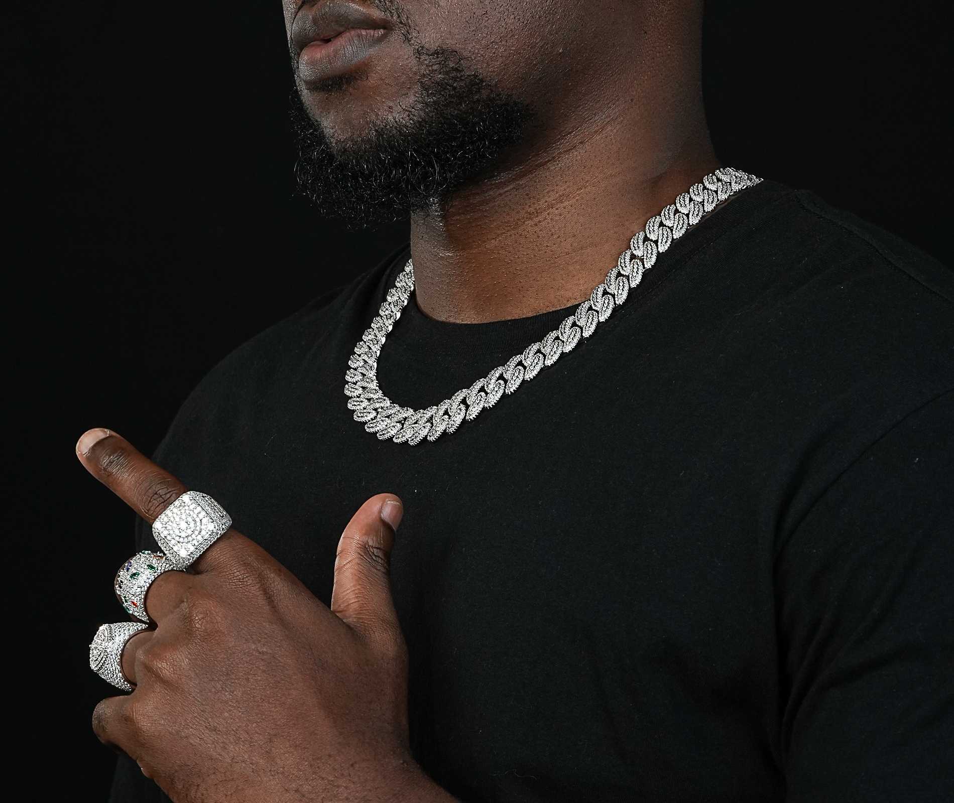 Shining Star Jewelry 16mm Curved cubic Zirconia Hip Hop Cuban Link Chain For Men