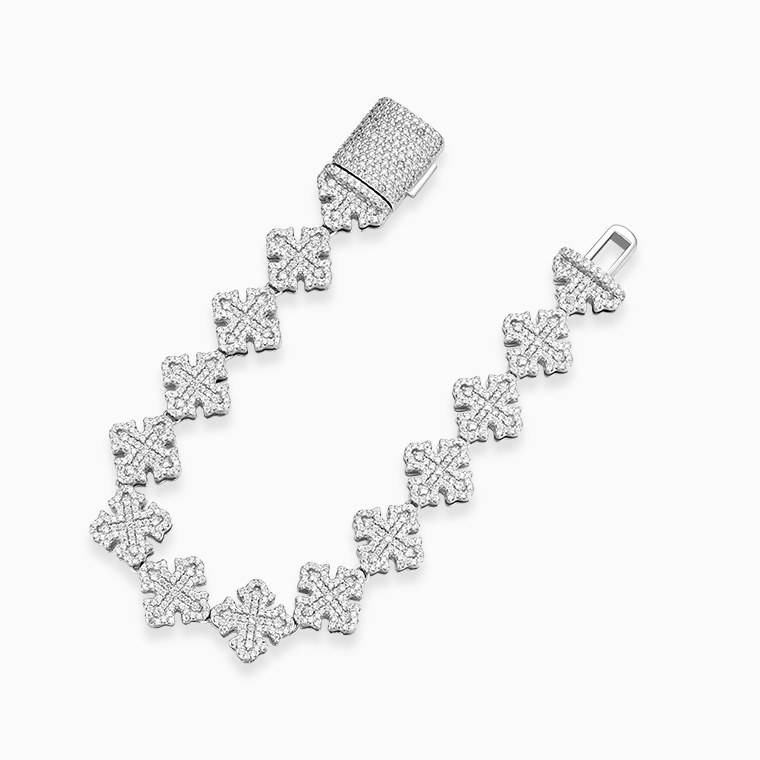 Shining Star Jewelry Hip Hop Fashionable Moissanite Hollow Gothic Cross Bracelet