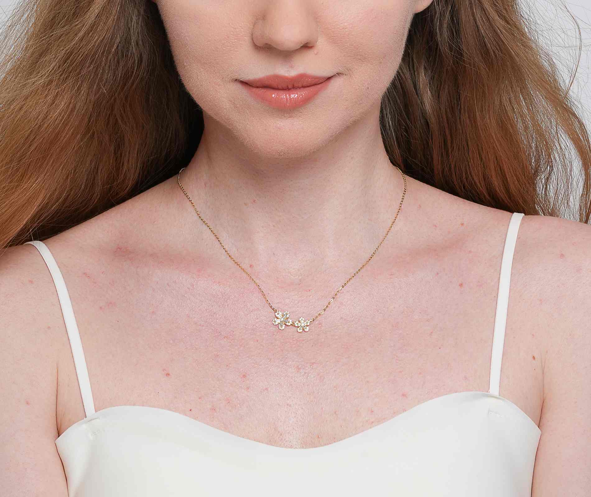 Shining Star Jewelry Women's Adjustable 14K Gold CZ Flower Pendant Fine Necklace Shining Star Jewelry Women's Adjustable 14K Gold CZ Flower Pendant Fine Necklace