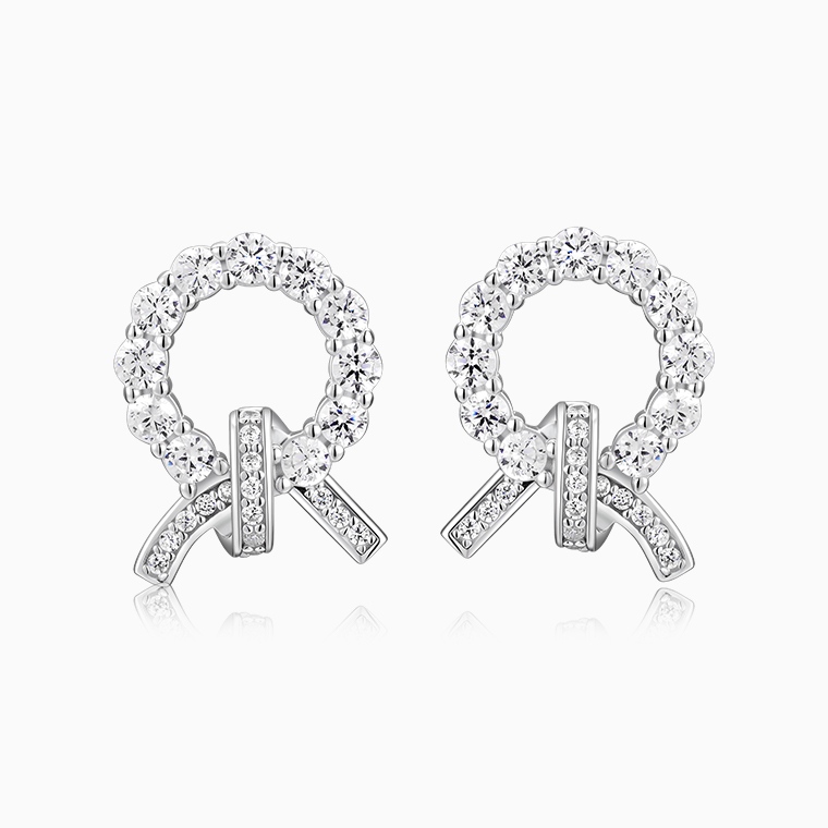 Shining Star Jewelry Women's Simple Style Sterling Silver Zircon Stud Earrings