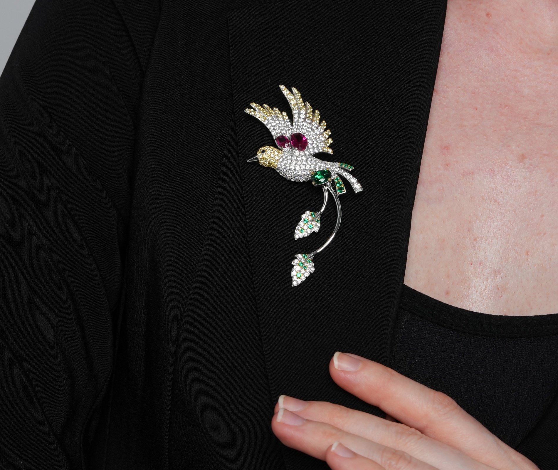 Shining Star Jewelry Luxury Women Jewelry Color Zirconia 925 Silver Bird Brooch