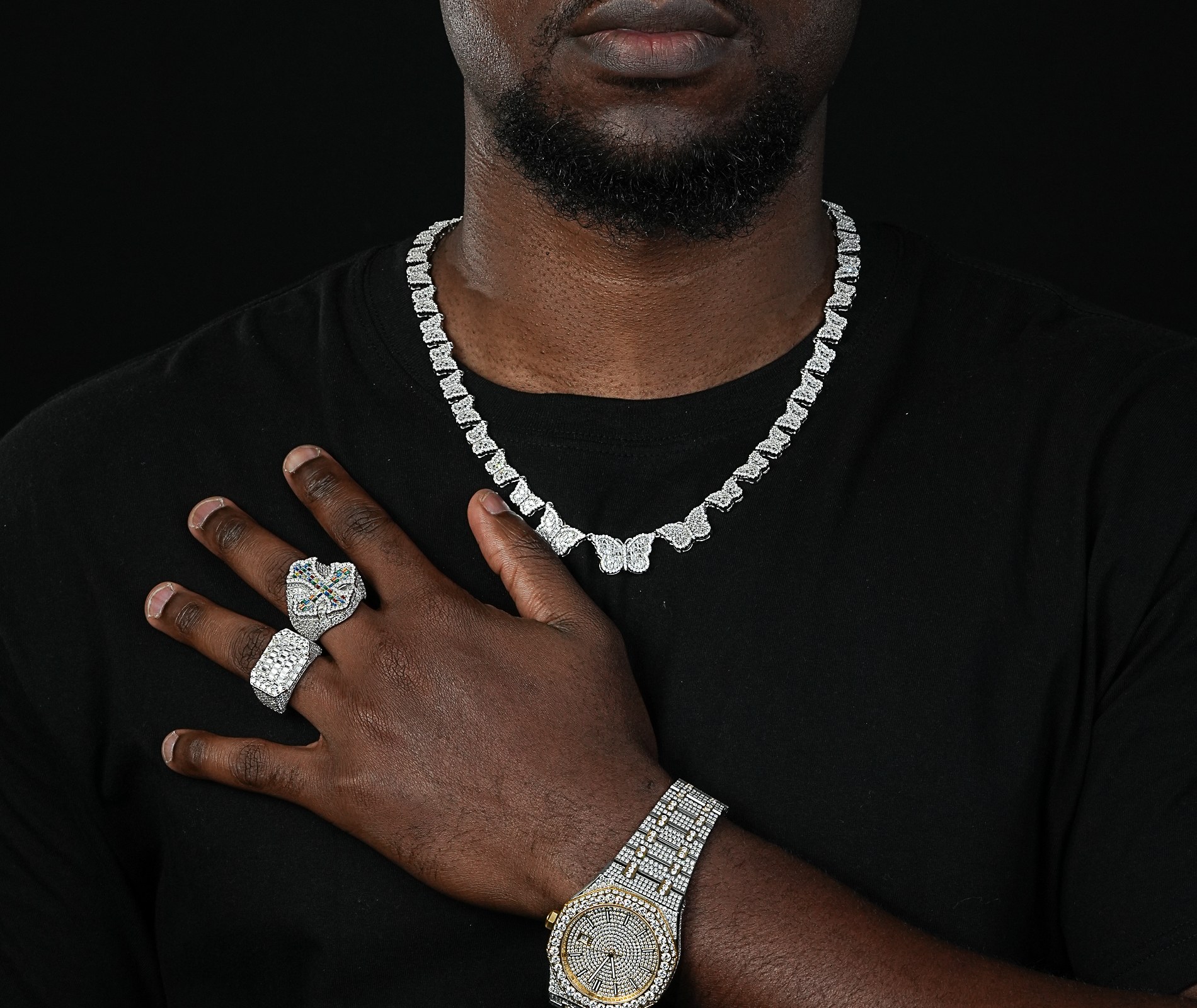 Shining Star Jewelry Bling Moissanite Butterfly Chain Necklace For Women Men