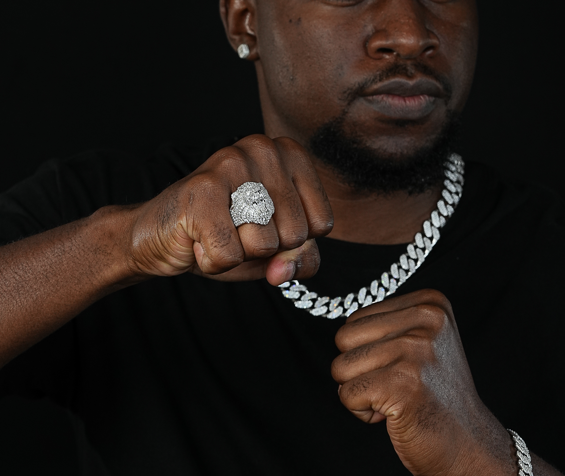 Shining Star Jewelry Real 925 Silver White Gold Cubic Zirconia Lion Head Rings For Men