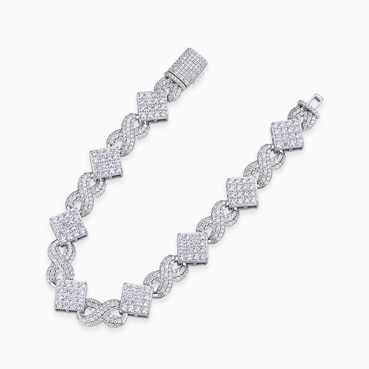 Shining Star Jewelry Micro Pave CZ Silver Hip Hop Street Style Infinity Bracelet