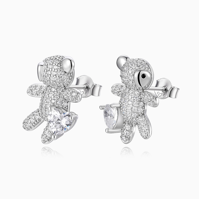 Shining Star Jewelry Women Trendy 925 Silver Iced Out CZ Tortoise Stud Earrings