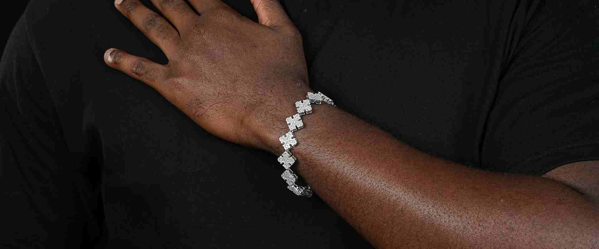 Shining Star Jewelry Hip Hop Fashionable Moissanite Hollow Gothic Cross Bracelet