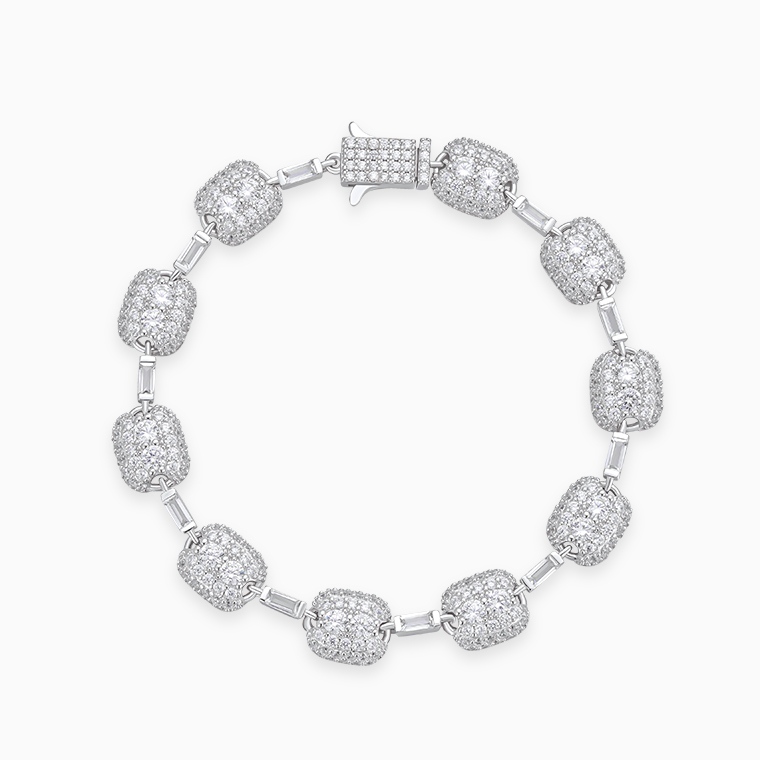 Wholesale 925 Sterling Silver Diamond Hip Hop Bracelet