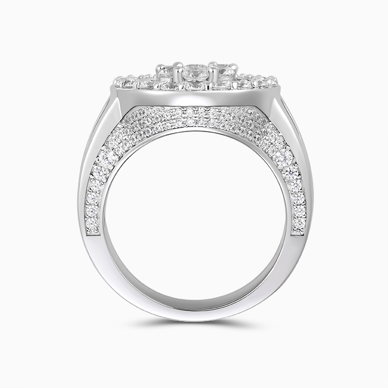 925 Sterling Silver Men's Ring | Moissanite Inlaid