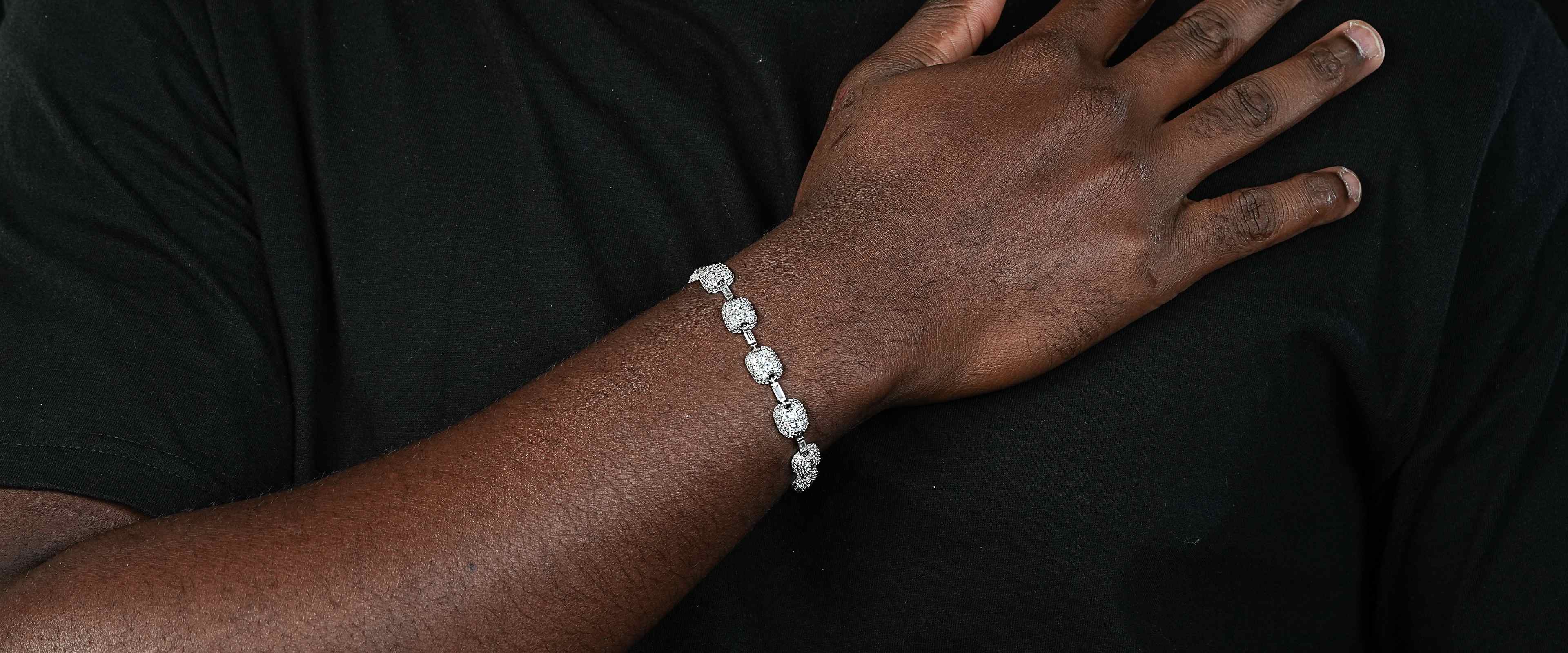 Shining Star Jewelry Trendy Hip Hop Baguette Moissanite Gothic Cross Bracelet