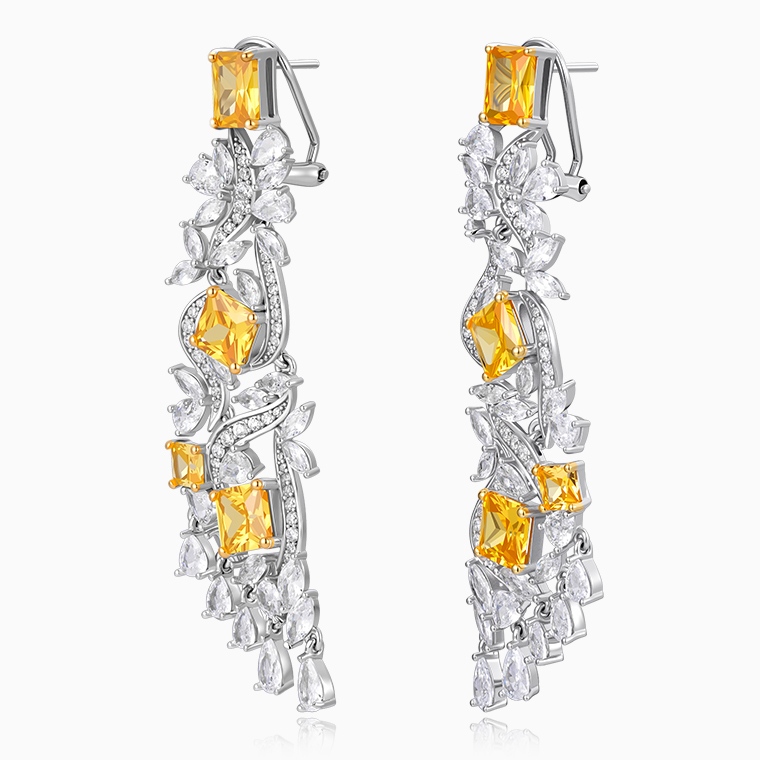 Shining Star Jewelry Luxury Yellow Zircon Iced Out Tassels Dangle Earrings Women Shining Star Jewelry Luxury Yellow Zircon Iced Out Tassels Dangle Earrings Women