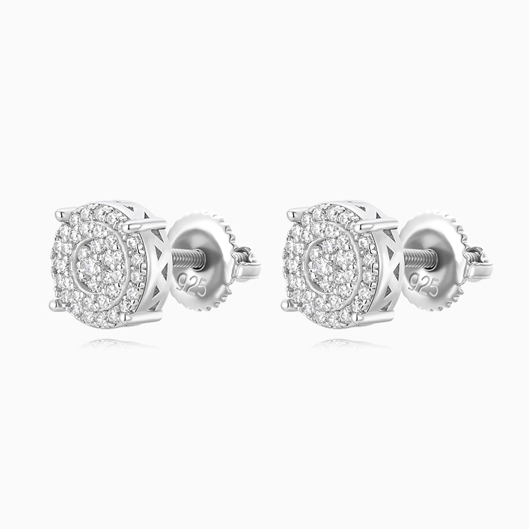 Shining Star Jewelry Hip Hop Platinum Plated Silver Moissanite Stud Earrings Shining Star Jewelry Hip Hop Platinum Plated Silver Moissanite Stud Earrings