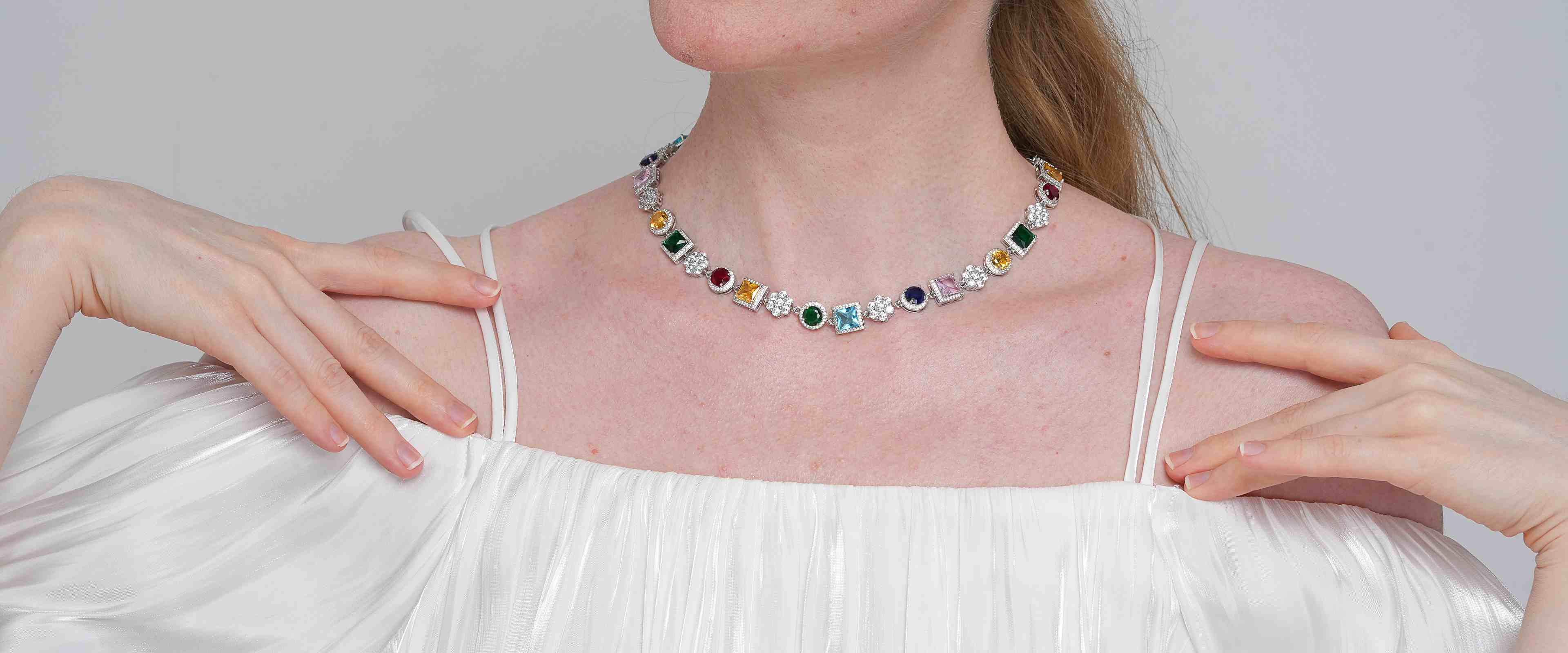 Shining Star Jewelry Chunky Zircon Color Tennis Chain Necklace For Women