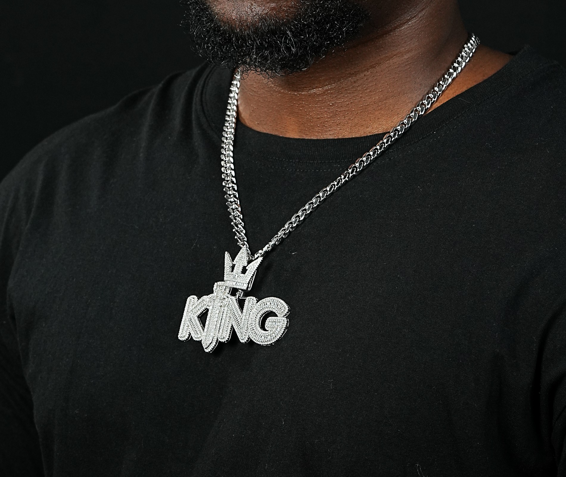 Shining Star Jewelry Fashionable Baguette Moissanite Big Size Letter KING Pendant