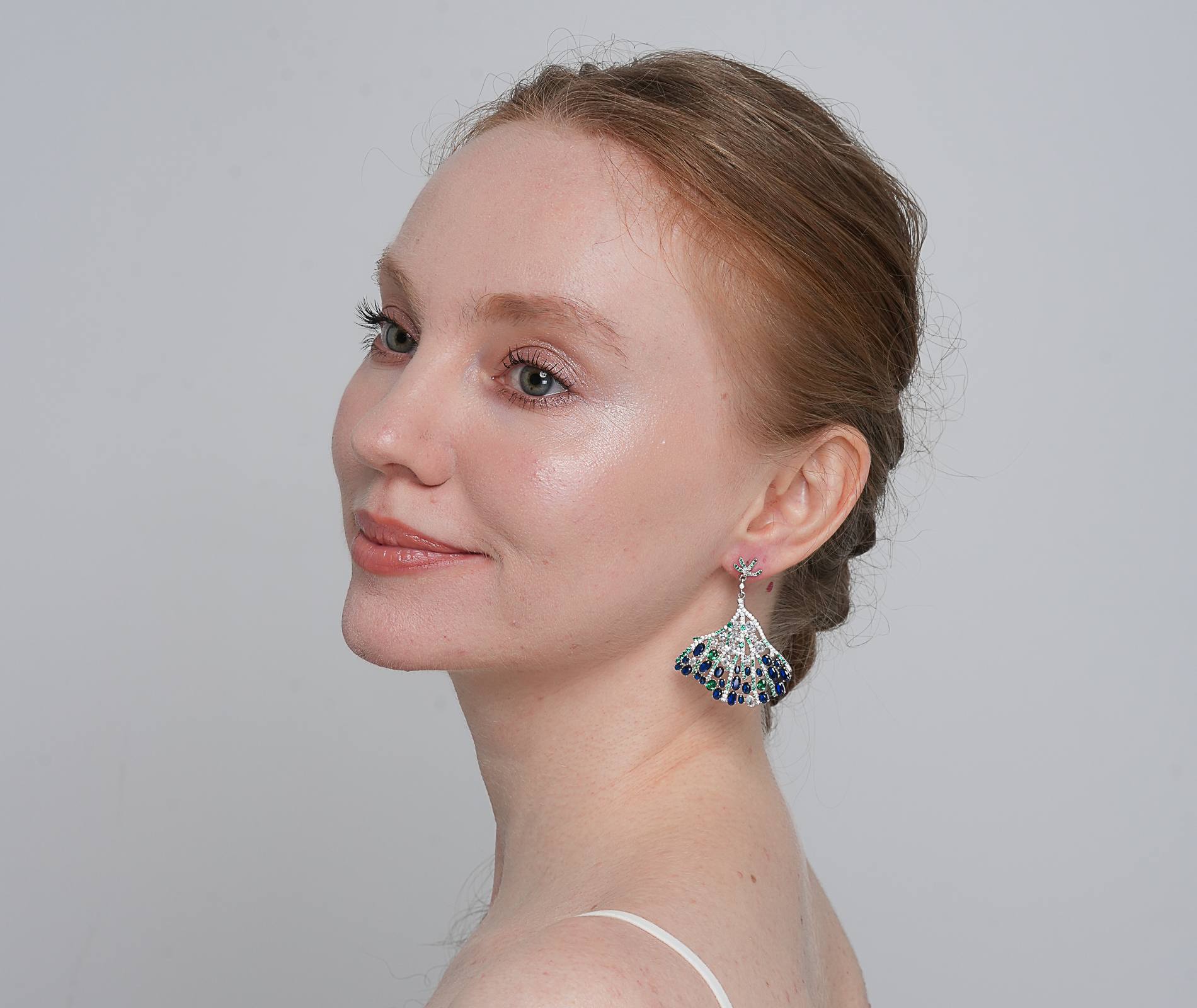 Shining Star Jewelry Luxury Iced Out Colored Zircon Peacock Tail Dangle Earrings