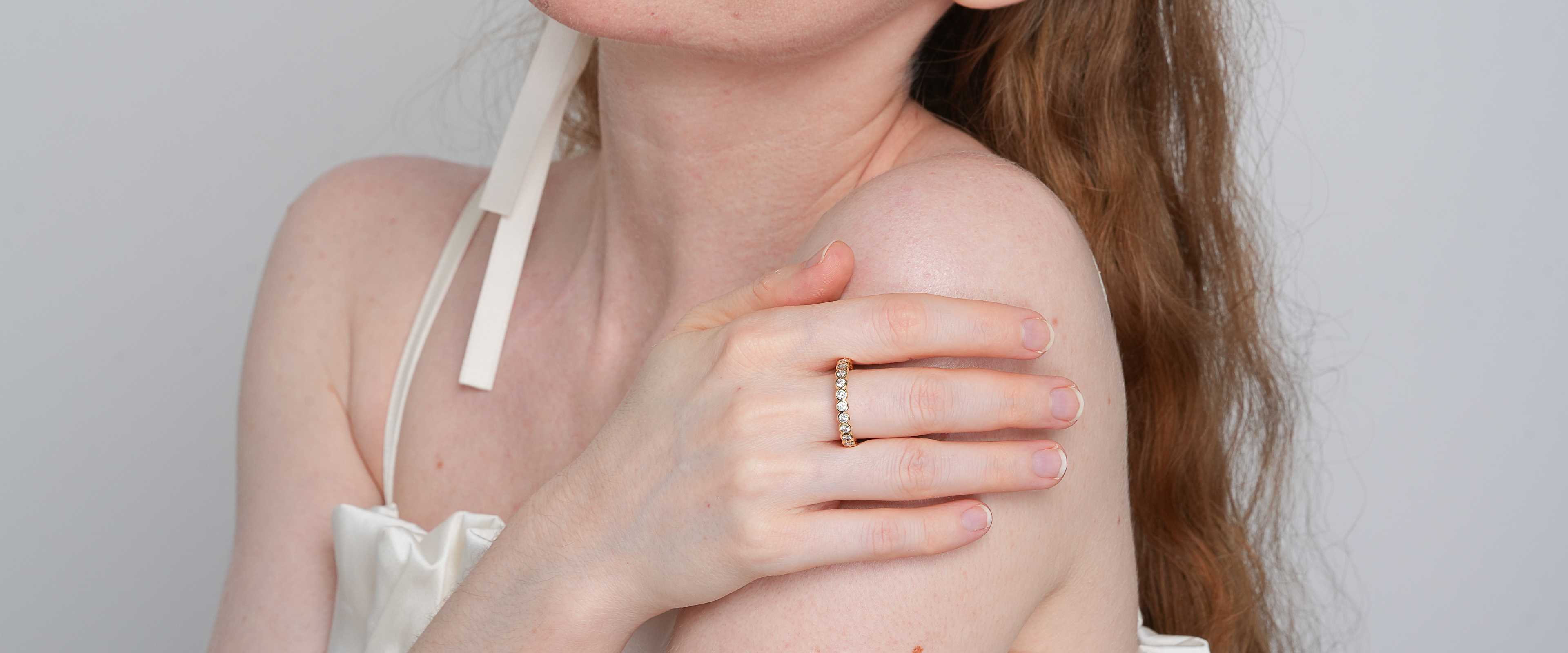 Shining Star Jewelry Solid 14K Gold Cubic Zirconia Eternity Ring Gift For Women