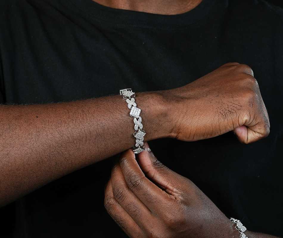 Shining Star Jewelry Street Style Moissanite 925 Silver Chunky Infinity Bracelet