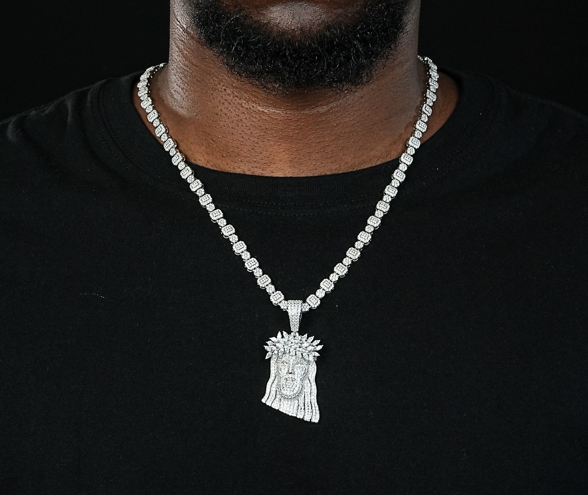 Shining Star Jewelry Bling Bling Iced 5A CZ 925 Silver Christian Jesus Pendant Shining Star Jewelry Bling Bling Iced 5A CZ 925 Silver Christian Jesus Pendant