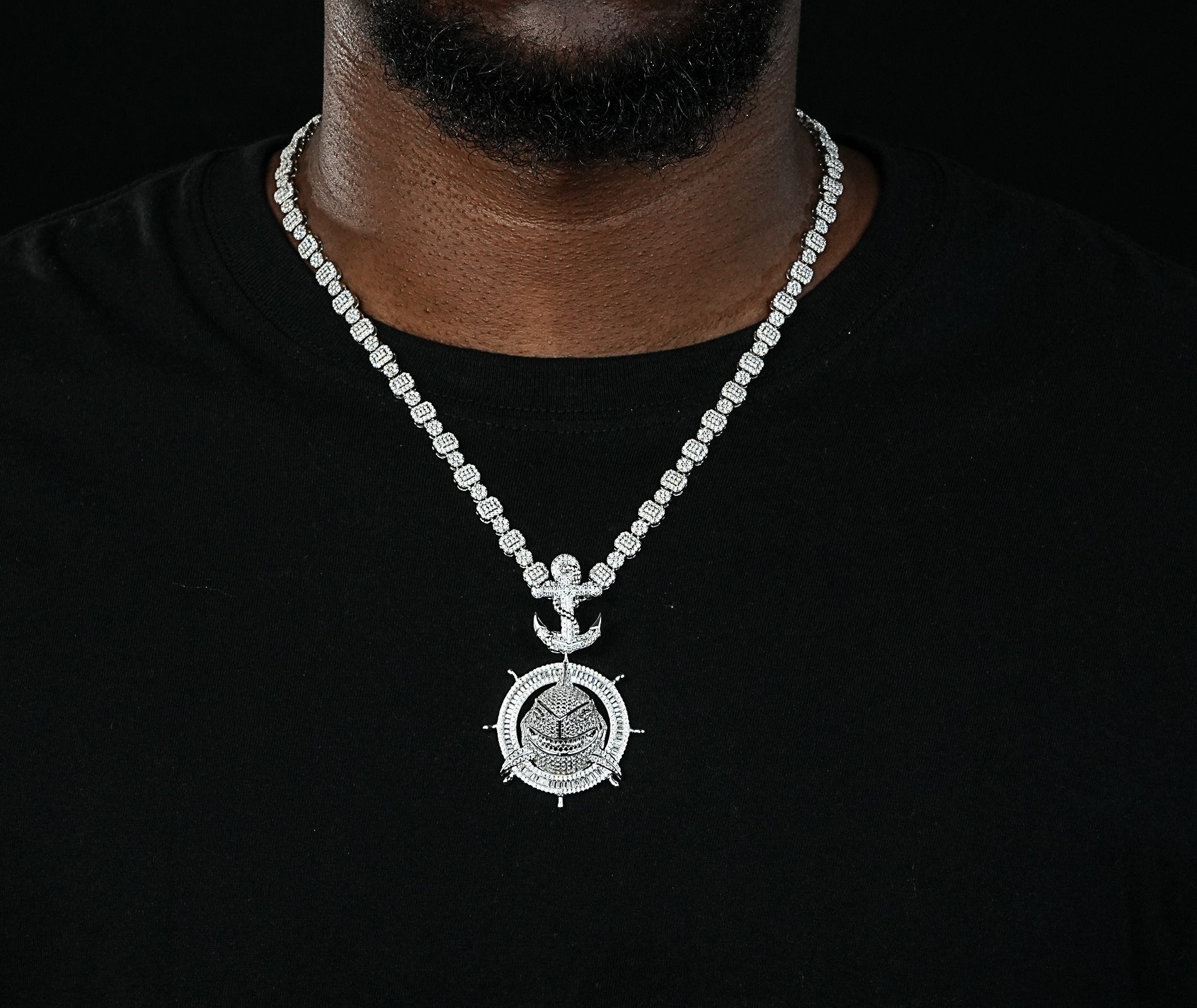 Shining Star Jewelry Silver Zircon Large Shark Pendant Hip Hop Men's Pendants