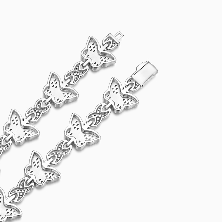 Shining Star Jewelry New Design Moissanite Infinity Link Chain Butterfly Necklace