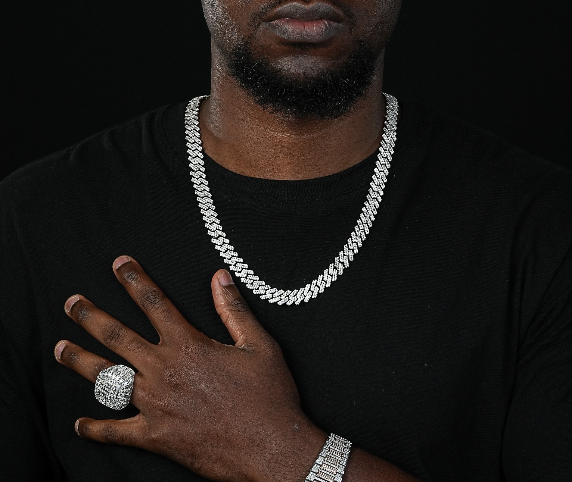 Shining Star Jewelry 12mm Ice Diamond Necklace Platinum Plated Men Cuban Chain Shining Star Jewelry 12mm Ice Diamond Necklace Platinum Plated Men Cuban Chain