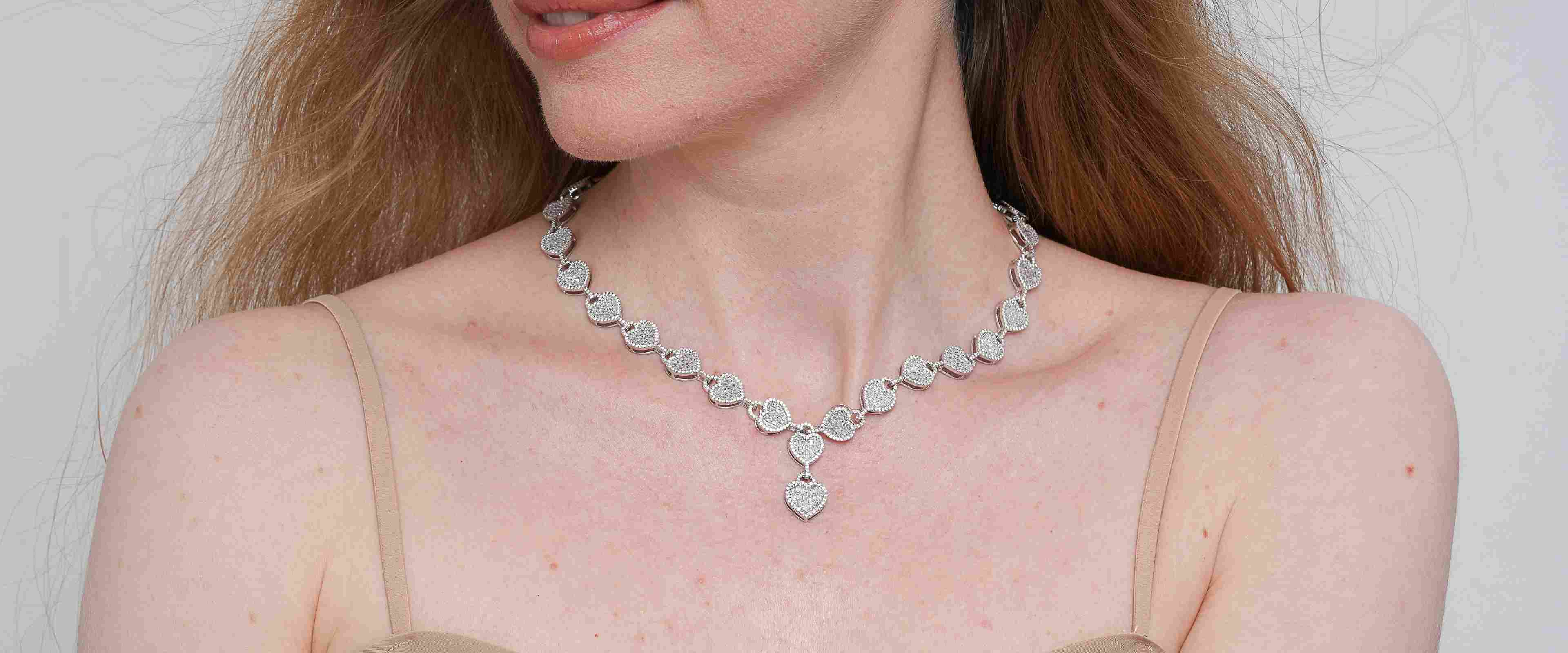 Shining Star Jewelry Hiphop Street Style Trendy Women Baguette CZ Heart Necklace