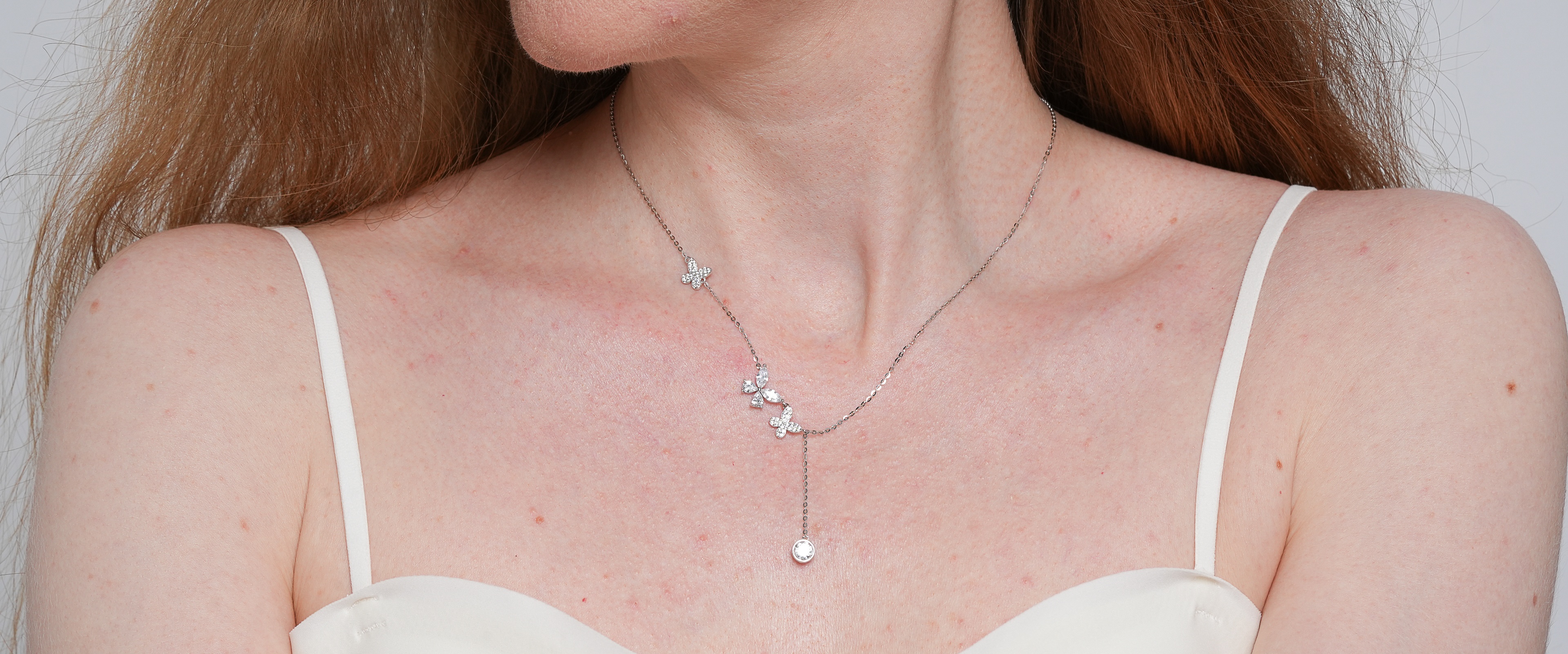 Shining Star Jewelry Fashion Women Necklace Butterfly Zirconia Necklace