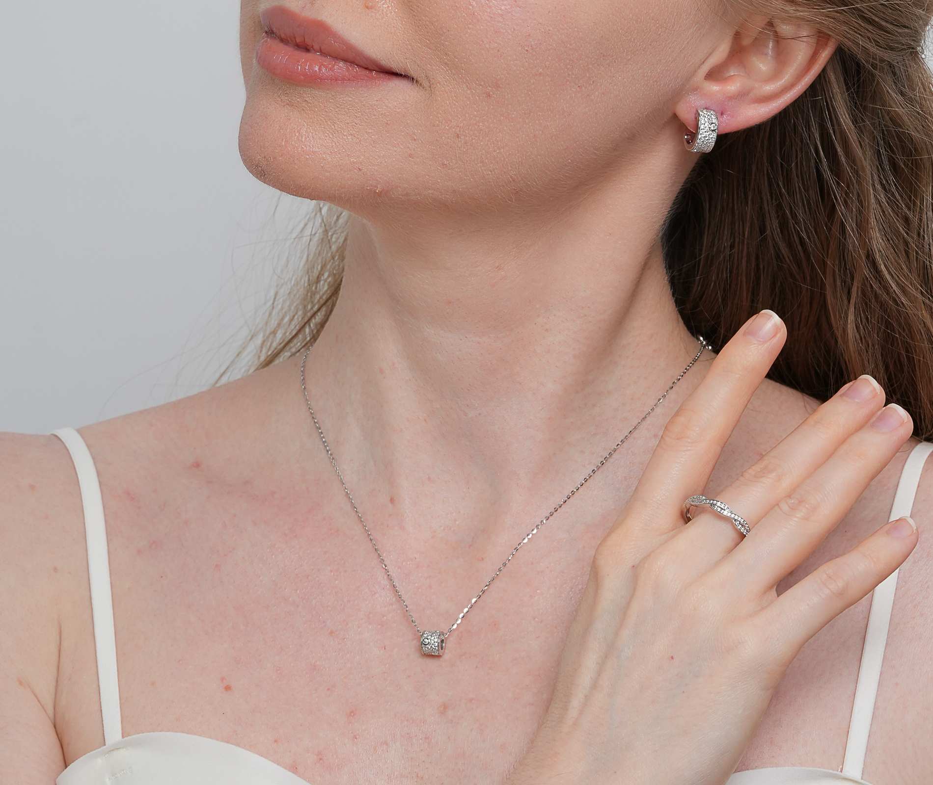 Shining Star Jewelry Trendy Women Zircon 925 Sterling Silver Fashion Jewelry Set