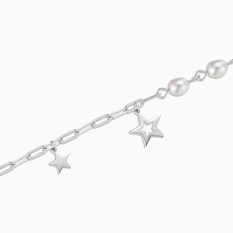 Shining Star Jewelry Women's Adjustable 925 Silver Smooth Star Fine Bracelet