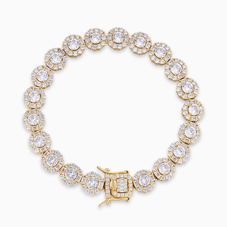 Men&rsquo;s hip hop bracelet, iced out bracelet, sterling silver bracelet, gold bracelet