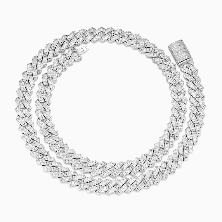 Wholesale 14mm Men&rsquo;s VVS Moissanite Baguette Cuban Chain