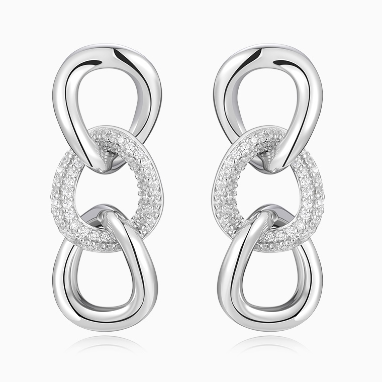 Shining Star Jewelry Simple Style Sterling Silver Zircon Women's Dangle Earrings Shining Star Jewelry Simple Style Sterling Silver Zircon Women's Dangle Earrings