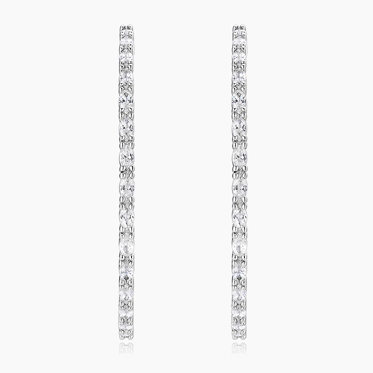 Shining Star Jewelry Iced Out Marquise Shaped Diamond Women's Big Hoop Earrings
