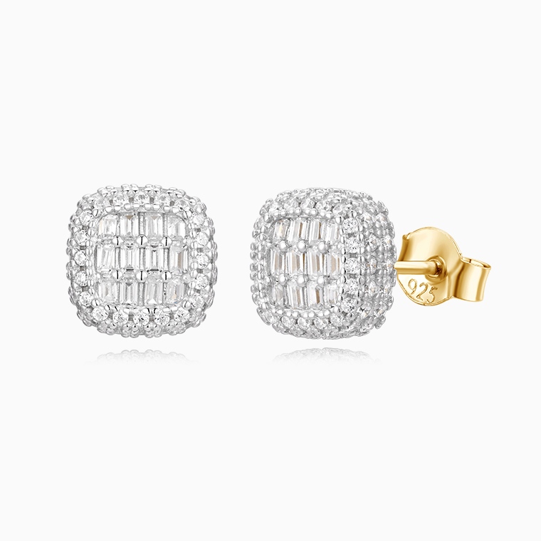 Shining Star Jewelry Baguette Cut Zircon Screw Back Stud Earrings Jewelry For Men