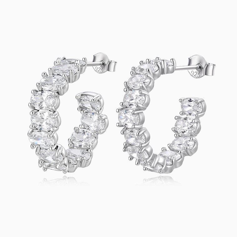 Shining Star Jewelry New Arrival Women Sterling Silver Oval Zircon Stud Earrings Shining Star Jewelry New Arrival Women Sterling Silver Oval Zircon Stud Earrings