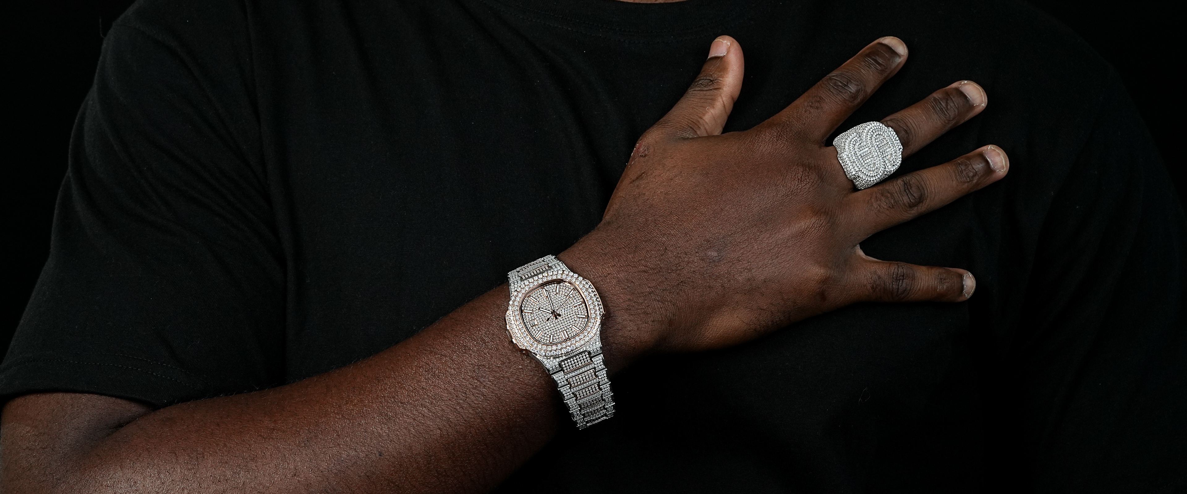 Shining Star Jewelry Wholesale Mens Stainless Steel Iced Out Moissanite Watches