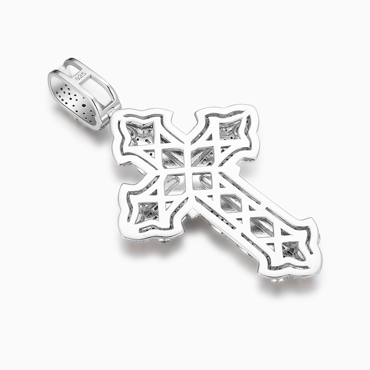Shining Star Jewelry Bling 925 Silver Diamond Jesus Cross Gothic Charms Pendant