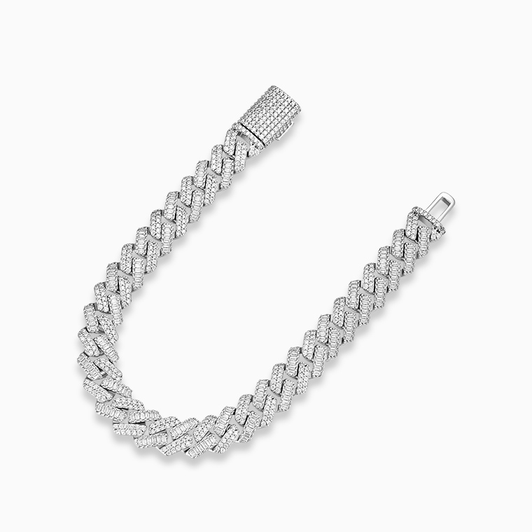 Shining Star Jewelry Round Baguette Cut Moissanite Iced Out Miami Cuban Bracelet