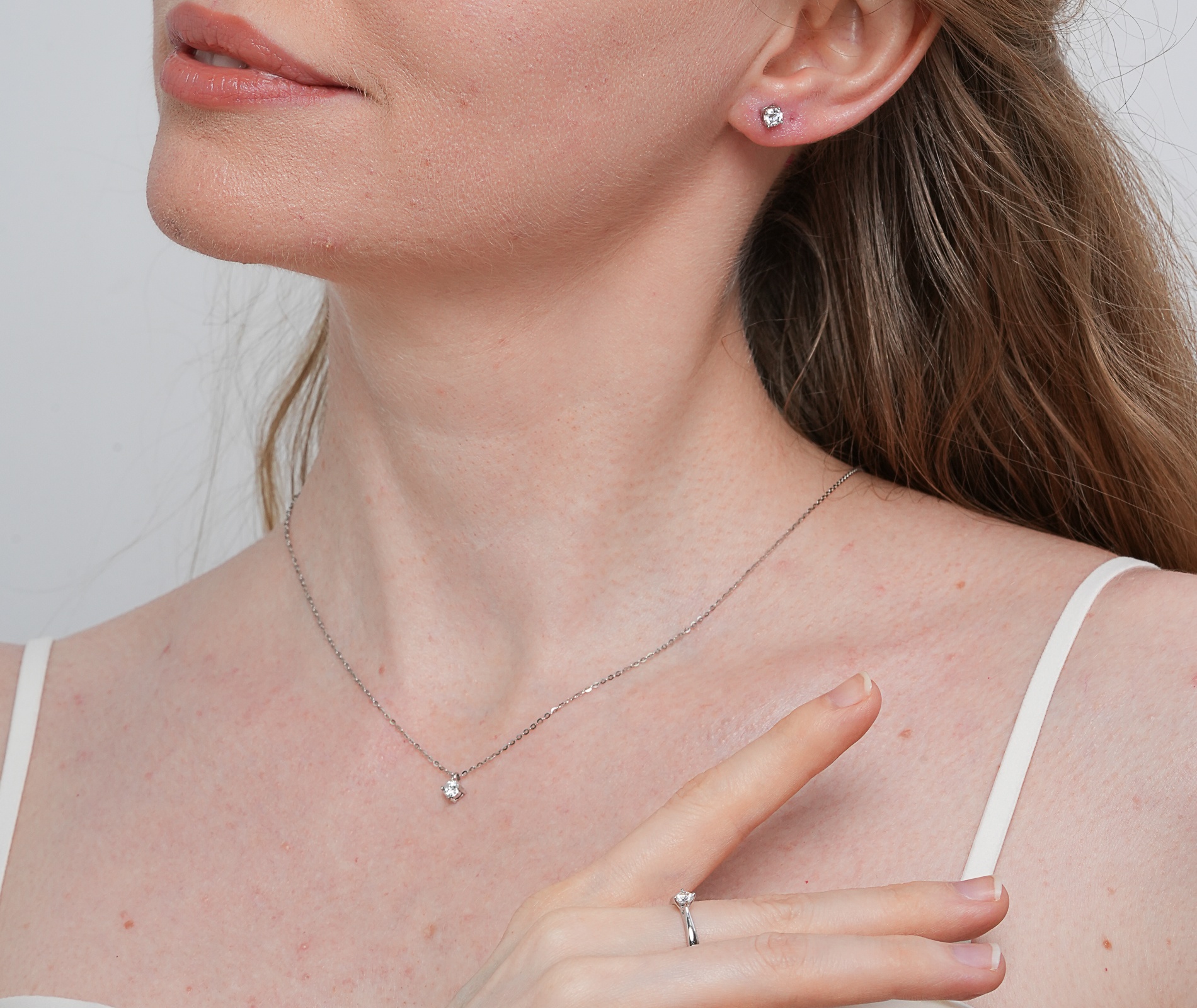 Shining Star Jewelry Wholesale Solitaire Round Moissanite Bridal Jewelry Set