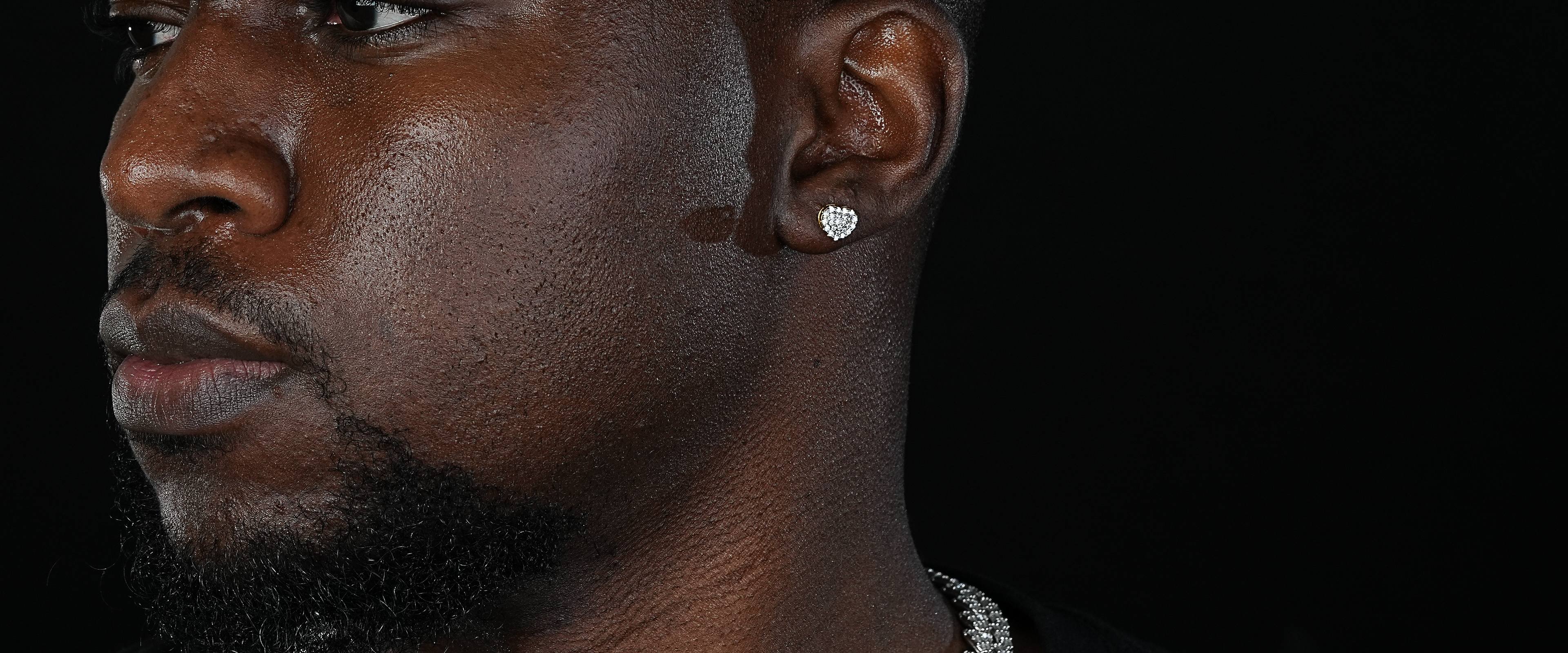 Shining Star Jewelry Fashionable Cubic Zirconia Silver Mens Heart Stud Earrings