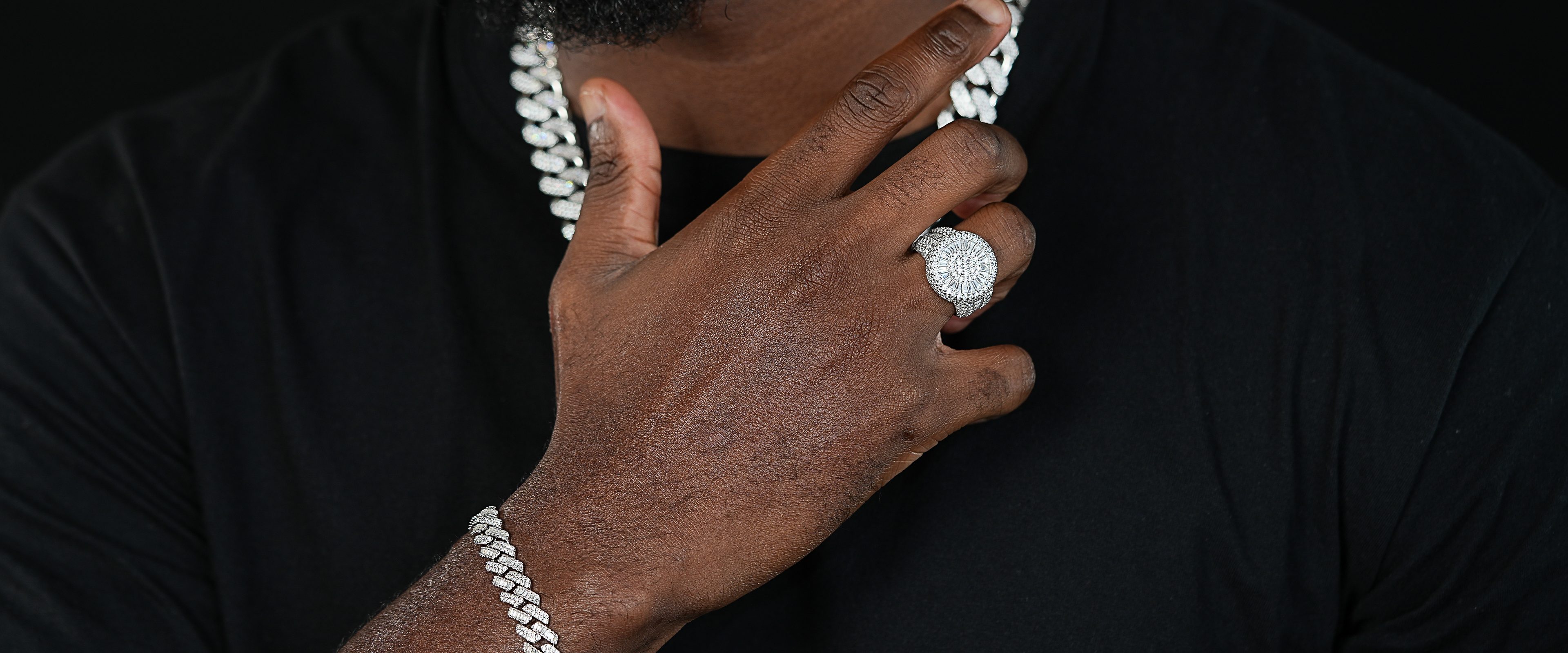 Shining Star Jewelry Hip Hop Rapper Luxury Mossanite Sterling Silver Men Ring