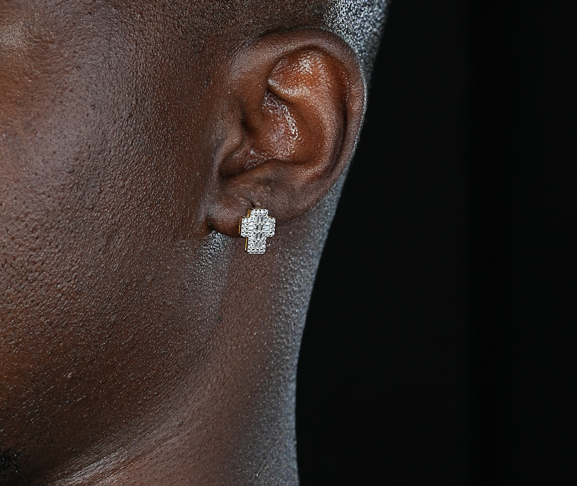 Shining Star Jewelry Fashion Punk 925 Sterling Silver Cz Cross Earrings For Boys