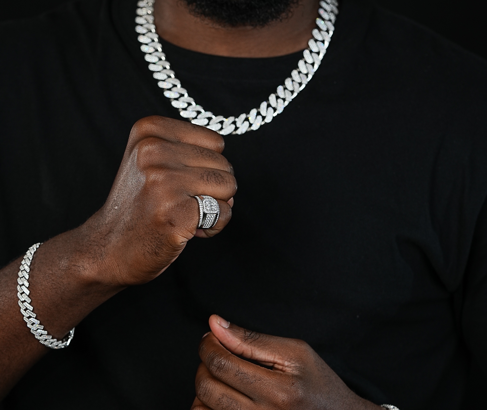 Shining Star Jewelry New Fashion Hip Hop 925 Silver CZ Men Adjustable Open Ring