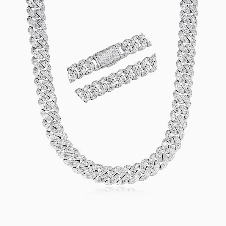 Shining Star Jewelry 16mm Curved cubic Zirconia Hip Hop Cuban Link Chain For Men