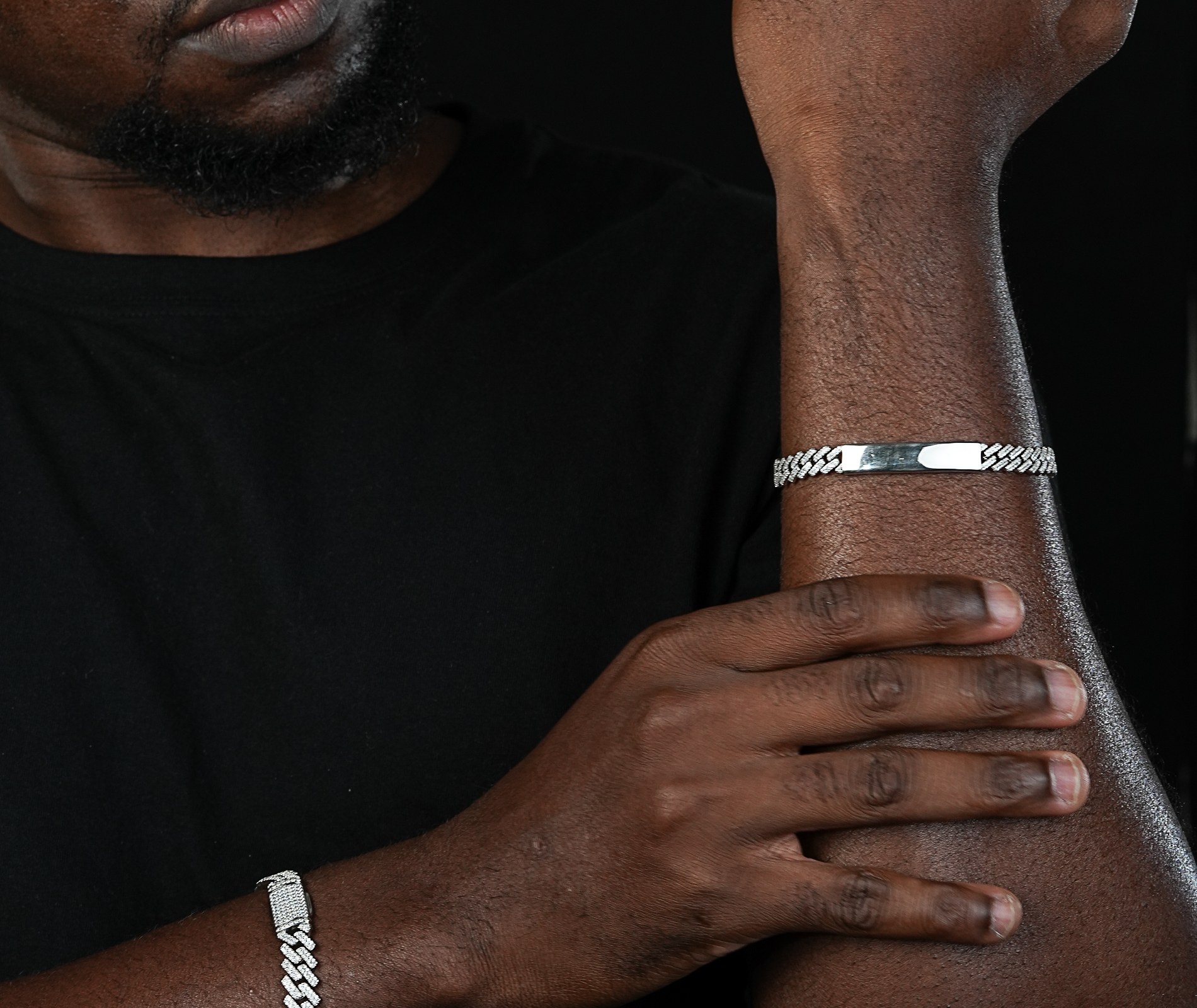 Shining Star Jewelry Rock Punk Style Custom Logo Sterling Silver Cuban Bracelet